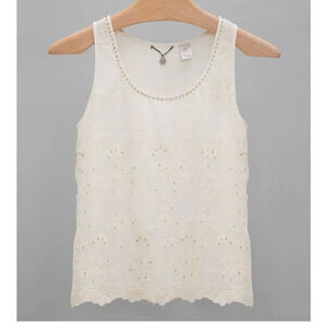 Bke White Beaded Top Size Medium EUC
